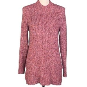 BANANA REPUBLIC red w/black & white stitching chunky mock turtleneck sweater.EUC